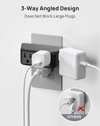 TROND Multi Plug Outlet Extender - Surge Protector Outlet Splitter with 4 Grounded Sockets, Angled Wall Plug Adapter, 900J, Multiple Wall Expander for Bathroom Kitchen Travel Dorm Room, Black