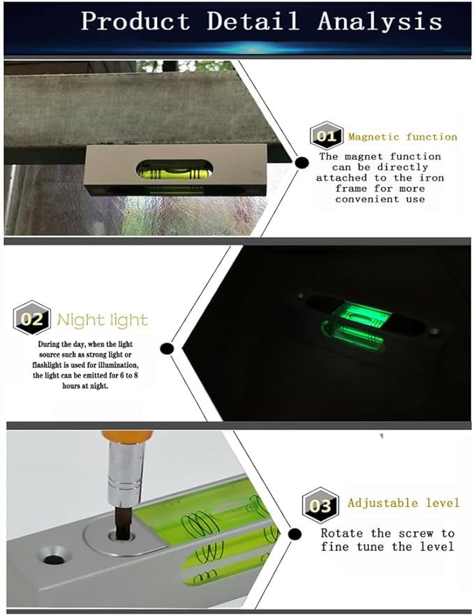 High precision aluminum alloy metal adjustable level bubble small square bar luminous magnetic length 150 hole pitch 130MM