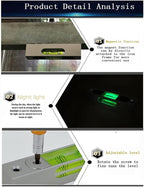 High precision aluminum alloy metal adjustable level bubble small square bar luminous magnetic length 150 hole pitch 130MM