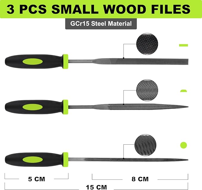 Yougfin 19 pcs File Set, Includes 5 pcs Large Steel Files, 12 pcs Jewelers File Set and Wire Brushes Ideal Hand File Tools for Woodwork, Metal, Model Applications