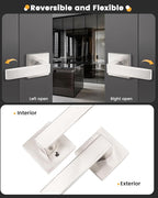 Gobrico 2 Pack Square Door Levers,Hall Closet Door Locksets, Passage Door Handles,Satin Nickel Finished