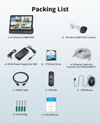 《4K Ultra HD & All-in-One Monitor》Wired Outdoor Security Camera System, POE Cameras for Home Security, NVR Video Surveillance Systems with Motion Detection