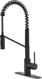 KRAUS Oletto Commercial Style Single Handle Pull Down Kitchen Faucet with QuickDock Top Mount Installation Assembly in Matte Black, KPF-2631MB