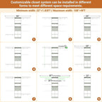 Closet System - 4.75-8FT Closet Organizer System with Wooden Drawers & Cube Storage Organizer, Up To 96" Closet Systems for Nursery & Walk-In Closets with Cuttable Hanging Shelving, Crab Green