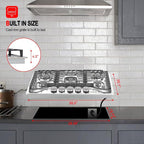 GASLAND 30 Inch Gas Cooktop, PRO GH2305SF 5 Burner Propane Stovetop, Built-in NG/LPG Convertible Cooktops, Gas Countertop Plug-in with Thermocouple Protection, Stainless Steel