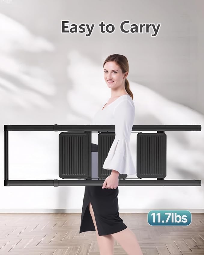 3 Step Ladder, Slim Folding Steps Stool with Handrail, Iron Foldable Black Ladder with Anti-Slip Wide Pedal, for Home, Kitchen, Office, Garage Use (300 lbs Capacity)