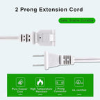 2 Prong Extension Cord, 10Pack Power Cord Extension 10 ft- Ultra Flexible & Lightweight, Safe for Home, Office, Dorm Use White Extension Cord