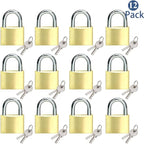 Solid Brass Same Keyed Padlock keyed Alike Locks of 12 Pack, Solid Lock with (25mm) Wide Lock Body, Keyed Padlocks for Toolbox, Luggage,School lockers, Backpacks