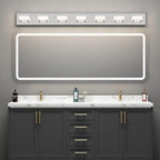 Ralbay 46" LED Chrome Vanity Lights 7 Lights Acrylic Stainless Steel LED Modern Vanity Lights Chrome Bathroom Lighting Fixtures Over Long Mirror (Natural White Light 4500K)