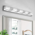 LED Vanity Lighting 30W Lights for Mirror 5 Light Bath Wall Lamps 34 Inch Bathroom Sink Lights over Vanity Modern Long Bath Lights Bars Chrome Wall Sconces Light for Bathroom Restroom 6000K