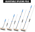 Stainless Steel Wire Scrub Brush with 63" Long Handle, 2PCS 12" Brush Heads, Heavy Duty Large Wire Brush, Stiff Metal Bristle Floor Scrubber, Patio Floor Cleaning, Wire Broom for Concrete, Deck, Moss