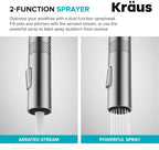 KRAUS Oletto Modern Industrial Pull-Down Single Handle Kitchen Faucet in Spot Free Stainless Steel, KPF-2654SFS