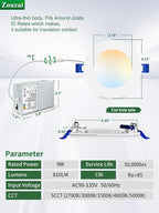 zouzai 20 Pack 4 Inch Ultra-Thin LED Recessed Ceiling Light with Junction Box 5CCT Adjustable Dimmable Can-Killer Downlight - ETL and Energy Star Certified