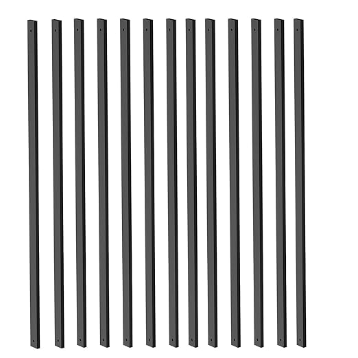 100 Pack 38" Aluminum Deck Balusters with End Caps&Screws-Upgraded Rectangle Metal Railing Spindles Kit for Decks,Porch,Staircase,Outdoor Balustrade
