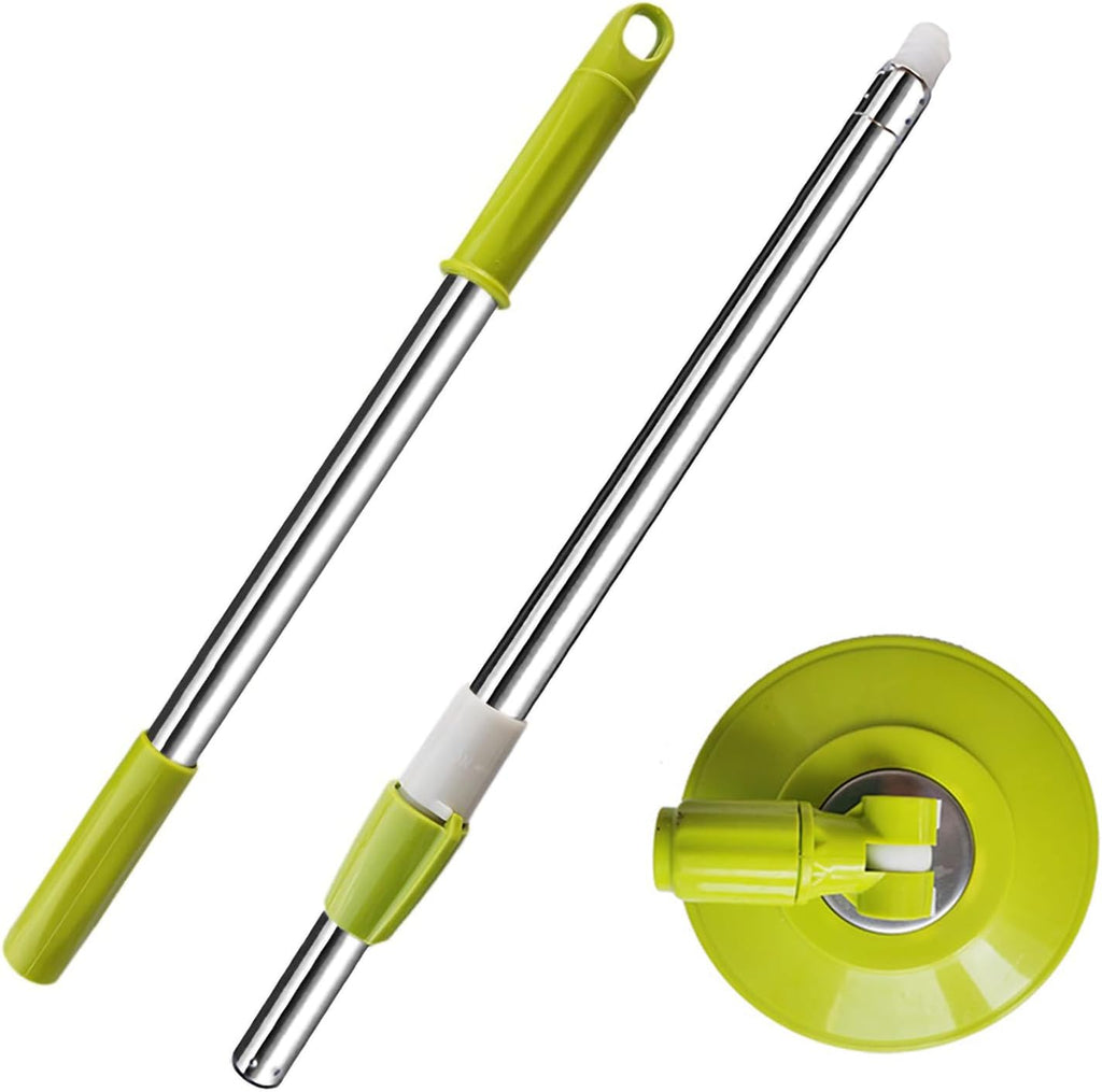 Spin Mop Replacement Mop Handle, 49-inch 360 Degrees Rotating Telescopic Replacement Mop Stick with Reinforced Plastic Disc for Spin Mop Bucket Cleaning System (Plastic Disc, Green)