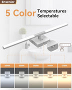 Ensenior Modern Vanity Light 24 Inch, Built-in Dimmer, 14W Dimmable 5CCT LED Light Fixture Over Mirror, Matte Grey Bar for Bathroom Mirror Cabinets Bedroom-FCC Certificated