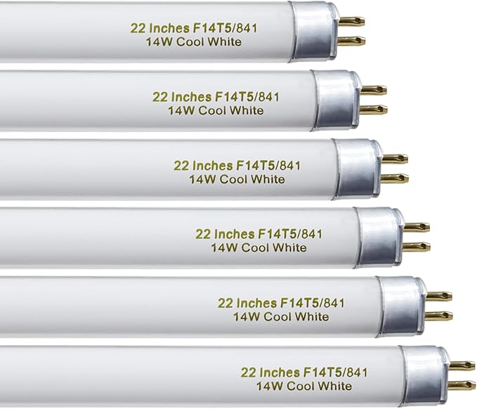 amgolibi T5 14W 4100K Fluorescent Tube, 22 Inches F14T5/841 Straight Fluorescent Bulb, F14T5/CW Fluorescent Lamp for Counter and Cabinet Fixture, Cool White 1250 Lumen G5 Base