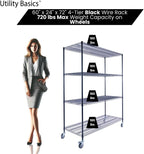60"x24"x72" Premium Metal Steel 4-Tier Wire Shelving NSF 3200 LBS MAX Capacity Heavy Duty Storage Rack for Hospitals, Schools, Commercial Spaces, and Garages w/Premium Wheels