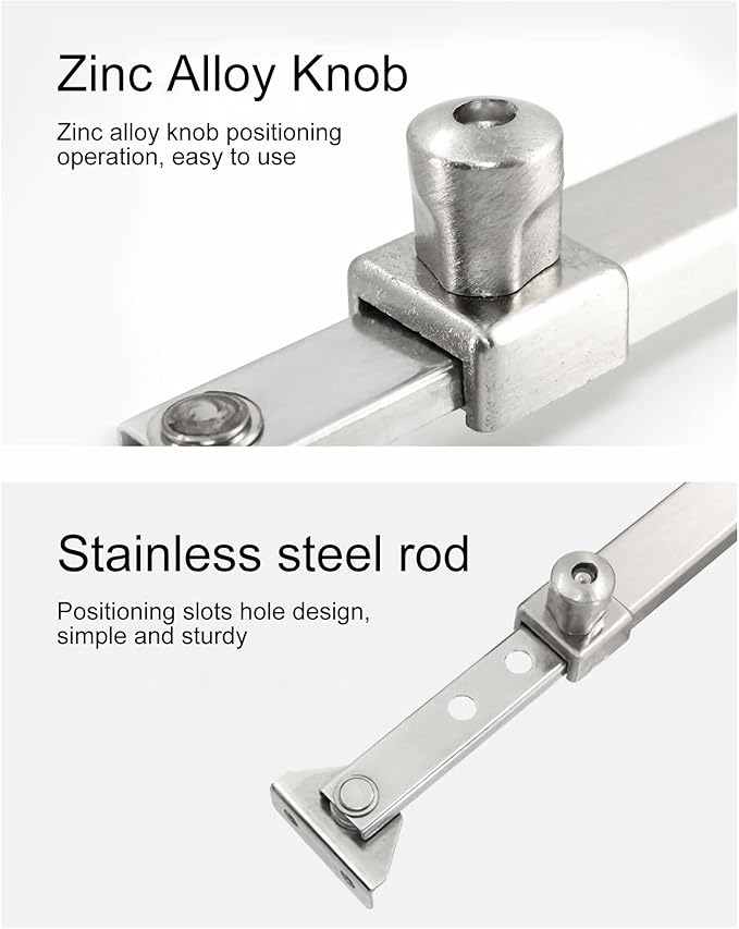 Window Hinges, Casement Window Stays, Casement Window Stopper, Casement Window Brace, Casement Window Lock, Angled Fixed Base, Sprayed Silver Style, 02 Model, 6 Fixed Slots, 1 Pair