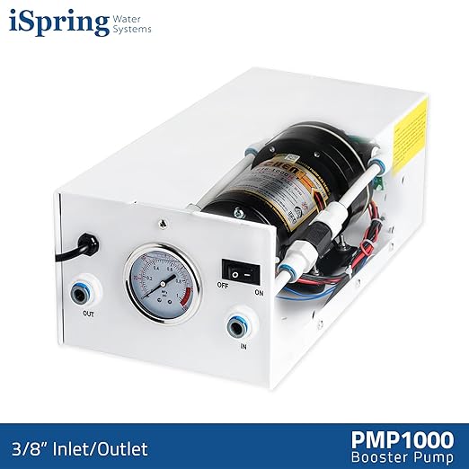 iSpring PMP1000 Water Booster Pump for High Capacity RO Membrane and Commercial Reverse Osmosis System Up to 120 psi, 3/8” Quick Connect Fitting