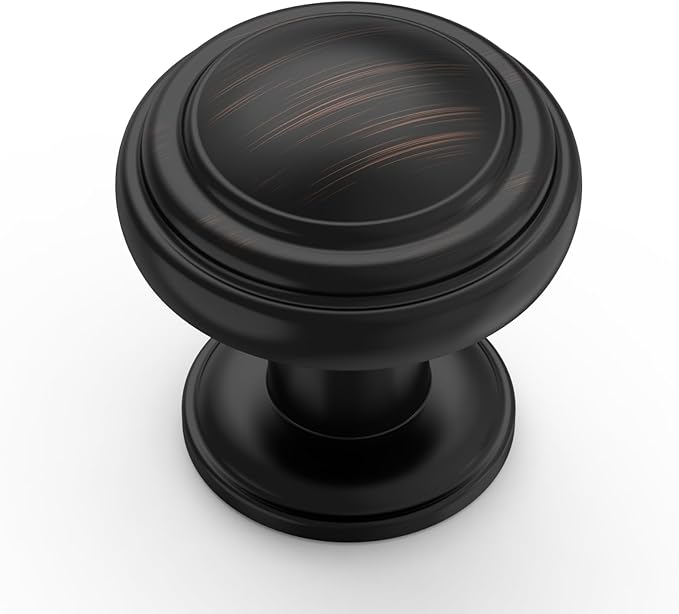 Amerdeco 10 Pack Oil Rubbed Bronze Cabinet Knobs Single Hole Cabinet Pulls 1 Inch Drawer Knobs for Bathroom Cabinets ZH0086