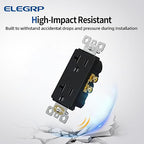 ELEGRP Glossy Black Decorator Electrical Wall Outlet Receptacle, 20A 125V Standard Outlets, 2 Pole 3 Wire, Non-Tamper Resistant, NEMA 5-20R, Self-Grounding Wall Outlet, UL Listed, 5 Pack