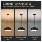 Industrial Drum Chandeliers, Modern Black Metal Pendant Lighting Walnut Wood Grain 4-Ligth Semi Flush Mount Chandelier 12" for Foyer Entryway Kitchen Hallway Dining Room