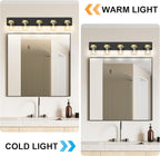 IZORRO Bathroom Vanity Light Fixture, 5-Light 36 Inch Black and Gold Bathroom Light Fixtures Over Mirror, with Clear Glass Shade, Modern Farmhouse Vanity Lights, Rustic Restroom Lighting Fixtures