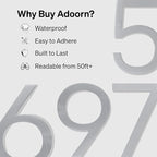 Adoorn 4 Inch Mailbox Numbers - Number 1, Silver Color, Each Sold Individually, Premium Metal Self Stick Address Numbers, Weatherproof Mailbox Numbers for Outside