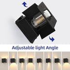 2 Pcs G9 Outdoor Wall Lights Exterior/Interior Wall Sconces Up and Down Lights IP65 Waterproof Modern Outdoor Lighting Square Aluminum Black 3000K Warm Lights Replaceable bulb, Adjustable Light Angle