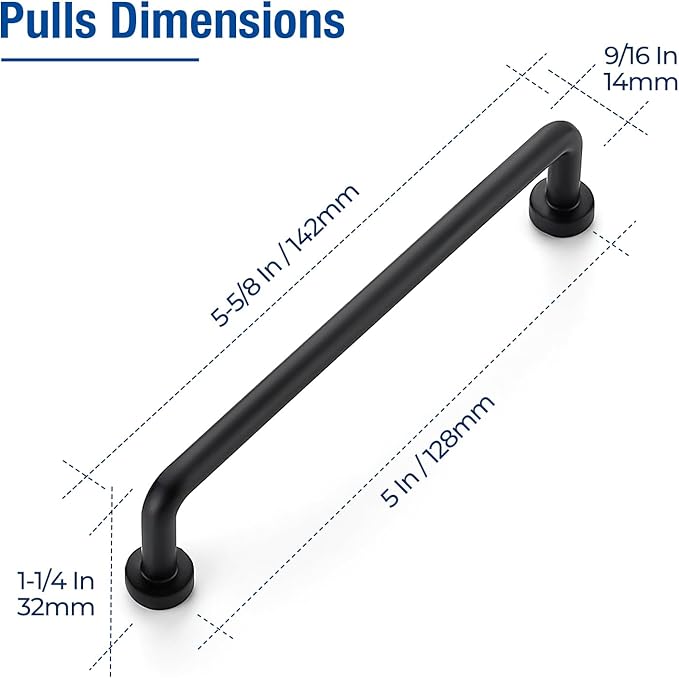 JOY DECOR Cabinet Pulls – 5 Inch Hole Center, Matte Black, 30 Pack, Zinc Alloy Cabinet Handles for Drawers & Cupboard – Vintage Style Hardware for Kitchen, Bathroom, Dresser, Furniture Makeover