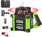 Huepar Electronic Self-Leveling Rotary Red Laser Level Kit - 360 Horizontal Laser Beam Interior/Exterior Rotating Laser Level Tool with Receiver, Protective Glasses, Li-ion Battery, Hard Case RL300HR