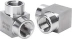 90 Degree Street Elbow - 3/8" NPT Female to 3/8" NPT Female Stainless Steel 304 Heavy Duty Forged Square Barstock Street Elbow Adapter Pipe Fitting (pack of 2)