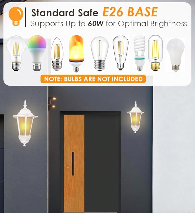 GRUENLICH Outdoor Wall Lantern, Wall Sconce as Porch Lighting Fixture with E26 Medium Base, Aluminum Housing Plus Glass, Water-Proof, Bulb Not Included, White Finish, 1 Pack