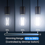 VOLIVO 24 Pack A19 Vintage LED Edison Bulbs, Dimmable, 60W Equivalent, High Brightness 5000K Daylight, Ultra-Bright, 7W E26 Standard Base, CRI80+, 800Lumens, Clear Glass Filament Bulb for Home