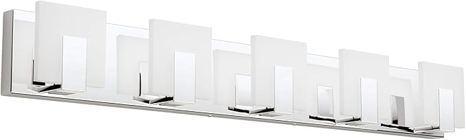 Aipsun 5 Lights Modern LED Bathroom Vanity Light Acrylic Stainless Steel Chrome Up and Down Bathroom Wall Light Over Mirror(White Light 6000K)