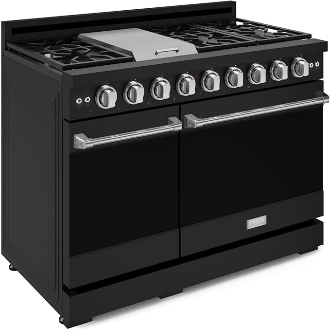 Gordon Ramsay by THOR Kitchen 48 Inch Professional Liquid Propane Range with Tilt Panel Touch Control in Black/Stainless Steel