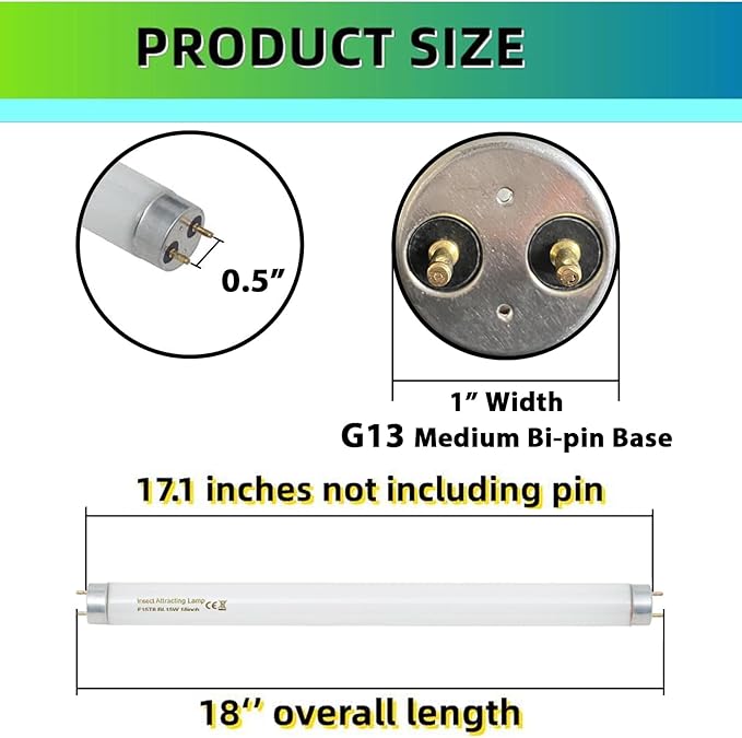 amgolibi 18 Inch 15 Watt U V/A Black Light Bulb F15T8/BL Replacement T8 BL Fluorescent Lamps for 30W Machine 350BL 365-nm Blue Light 4 Count