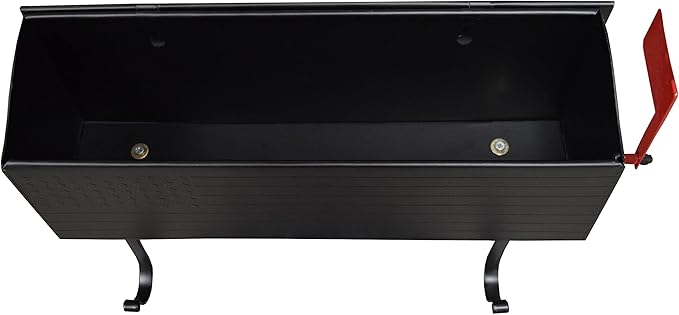 Black Patriotic Metal Wall Mounted Mailbox with Outgoing Mail Flag and Newspaper Hangers
