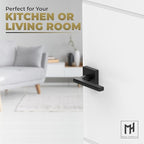 Mega Handles Prime Passage Lever Door Handle for Closet or French Doors, Single Side Door Levers, Fits All Standard Door Sizes, Covered Screws Included - Matte Black (1 Pack) 5"