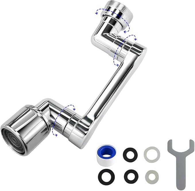1080° Swivel Faucet Extender, Heavy Duty Rotating Sink Extension, Universal Swivel Multifunctional Robotic Arm, Rotating Splash Filter Extension Faucet Aerator for Kitchen Bathroom-1 Pcs