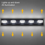 Ralbay Modern LED Black Vanity Light 5 Lights Modern LED Bathroom Vanity Lights Over Long Mirror Acrylic Up and Down Matte Black Bath Wall Lighting Fixtures