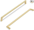 10 Pack 10 Inch(254mm) Hole Center Modern Brushed Gold Cabinet Pull Handle Timeless Vanity Drawer Pull Handle Classic Cabinet Hardware for Kitchen Dresser Bathroom, Screws Included, B-Gold(10x10)