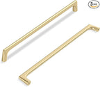 3 Pack 10 Inch(254mm) Hole Center Modern Brushed Gold Cabinet Pull Handle Timeless Vanity Drawer Pull Handle Classic Cabinet Hardware for Kitchen Dresser Bathroom, Screws Included, B-Gold(10x3)
