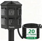 Outdoor Power Strip Waterproof, 20 FT Extension Cord, 6 Grounded Outlets for Halloween/Christmas Decorations and Inflatables, 15A/1875W, ETL Listed
