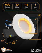 Sunco 12 Pack 10W 4 Inch LED Recessed Lighting Slim Baffle Retrofit Night Light for Indoor Living Dining Room Bedroom, 600 Lumens, Selectable CCT 2700K/3000K/4000K/5000K/6000K, Dimmable, AC120V - ETL