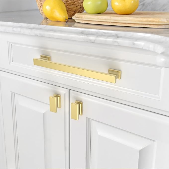 Asidrama 10 Pack 7 Inch(177mm) Brushed Gold Kitchen Cabinet Handles, Cabinet Pulls Kitchen Cabinet Hardware for Cupboard Drawer Pulls