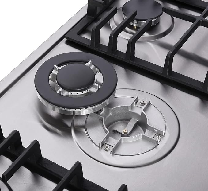 34 Inch Gas Cooktop Stainless Steel Built-in 5 Burners Gas Stovetop LPG/NG Convertible Gas Stove Top Dual Fuel Gas Hob DM5808