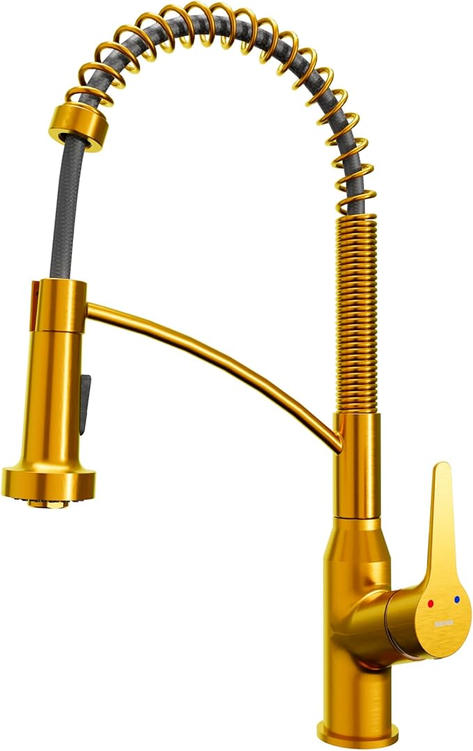 Karran Scottsdale Single-Handle Pull-Down Sprayer Kitchen Faucet in Gold