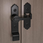 2 Packs 180 Degree Black Barn Door Lock, Flip Gate Latch with Handle, Heavy Sliding Door Latches, Door Security Sliding Latch Lock for Cabinets, Bathroom, Garden, Window, Garage
